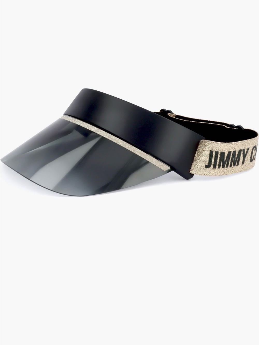 Jimmy Choo Black Visor with Gold Glitter Elastic